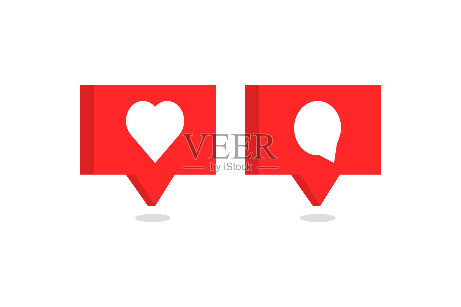 社交媒体通知，评论，白色背景上的图标。矢量插图在3d设计图标素材