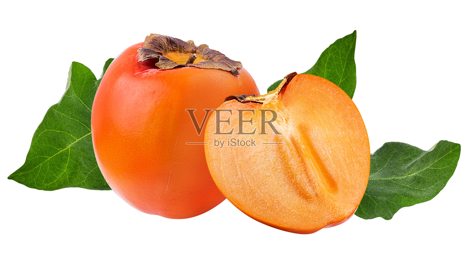 柿子孤立在白色背景与修剪路径照片摄影图片