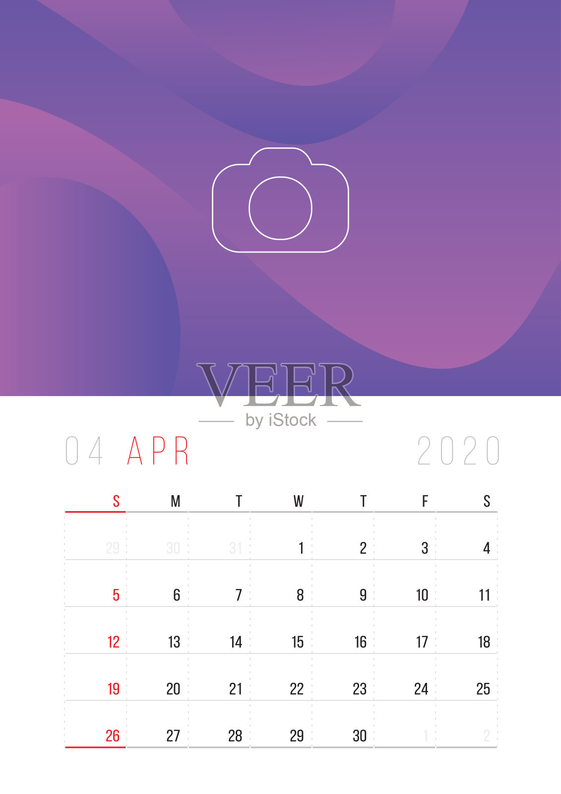 日历2020，设置台历模板设计设计模板素材