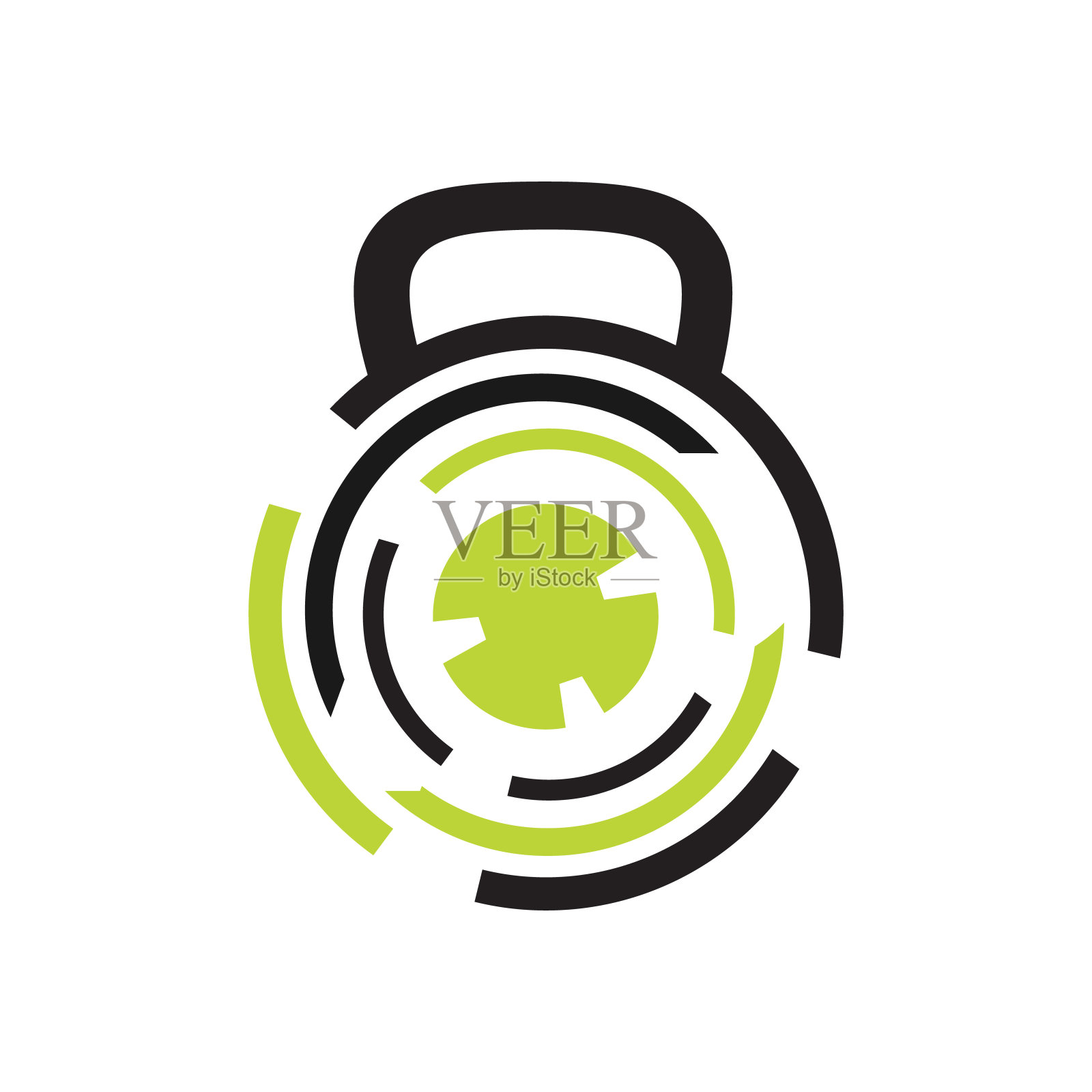 现代健身房健身壶铃标志设计矢量模板插图插画图片素材