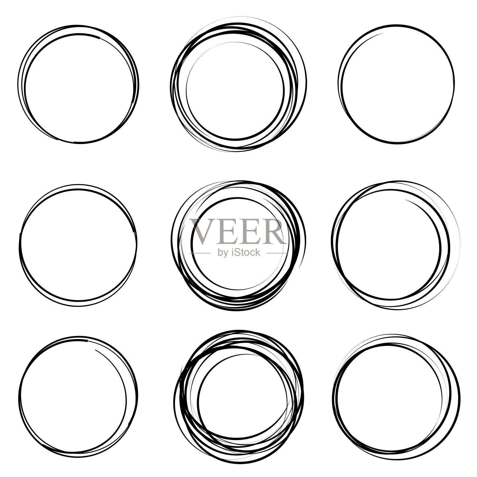 手画圆或涂鸦圈收集设计元素图片