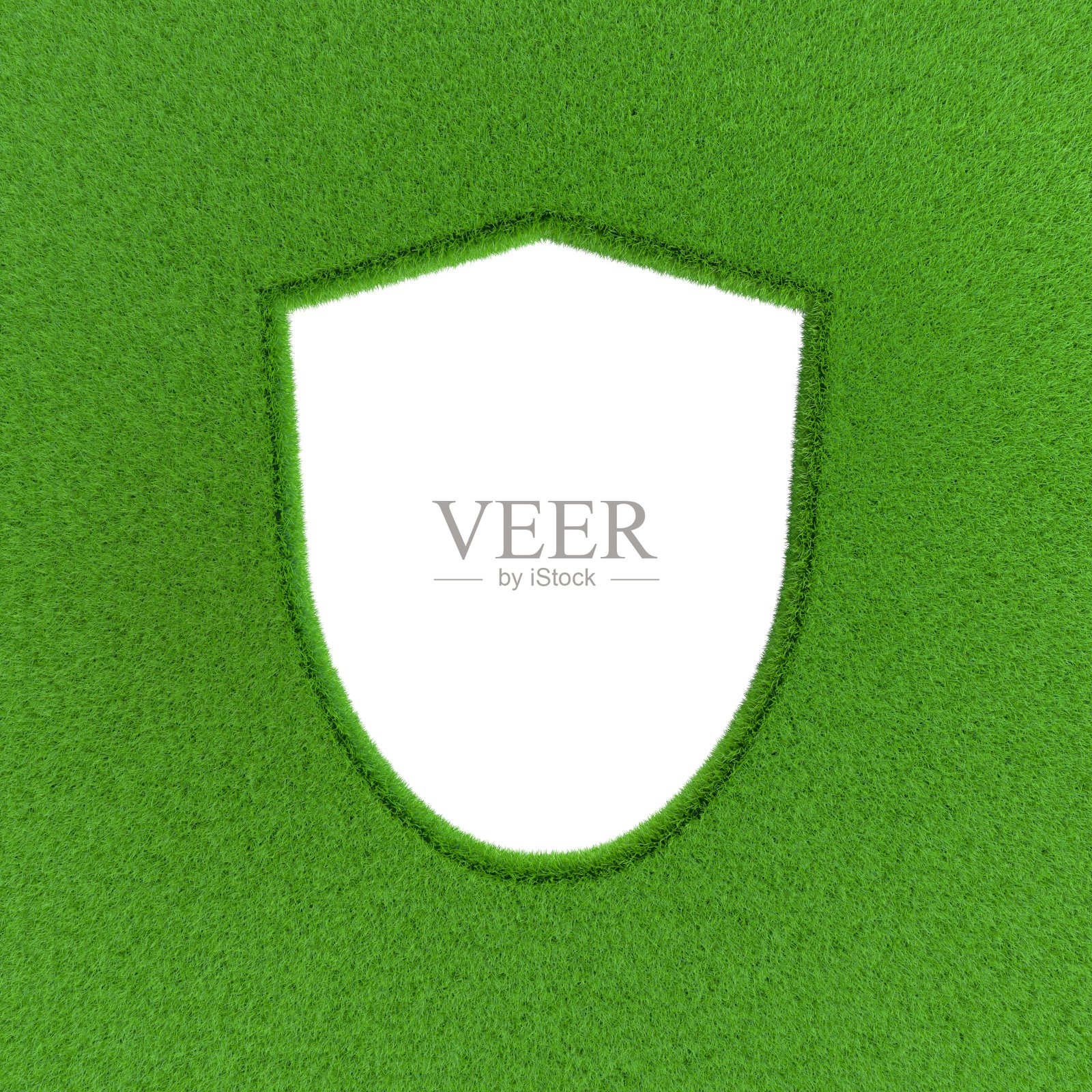 草地上的盾洞。3 d渲染插图。照片摄影图片