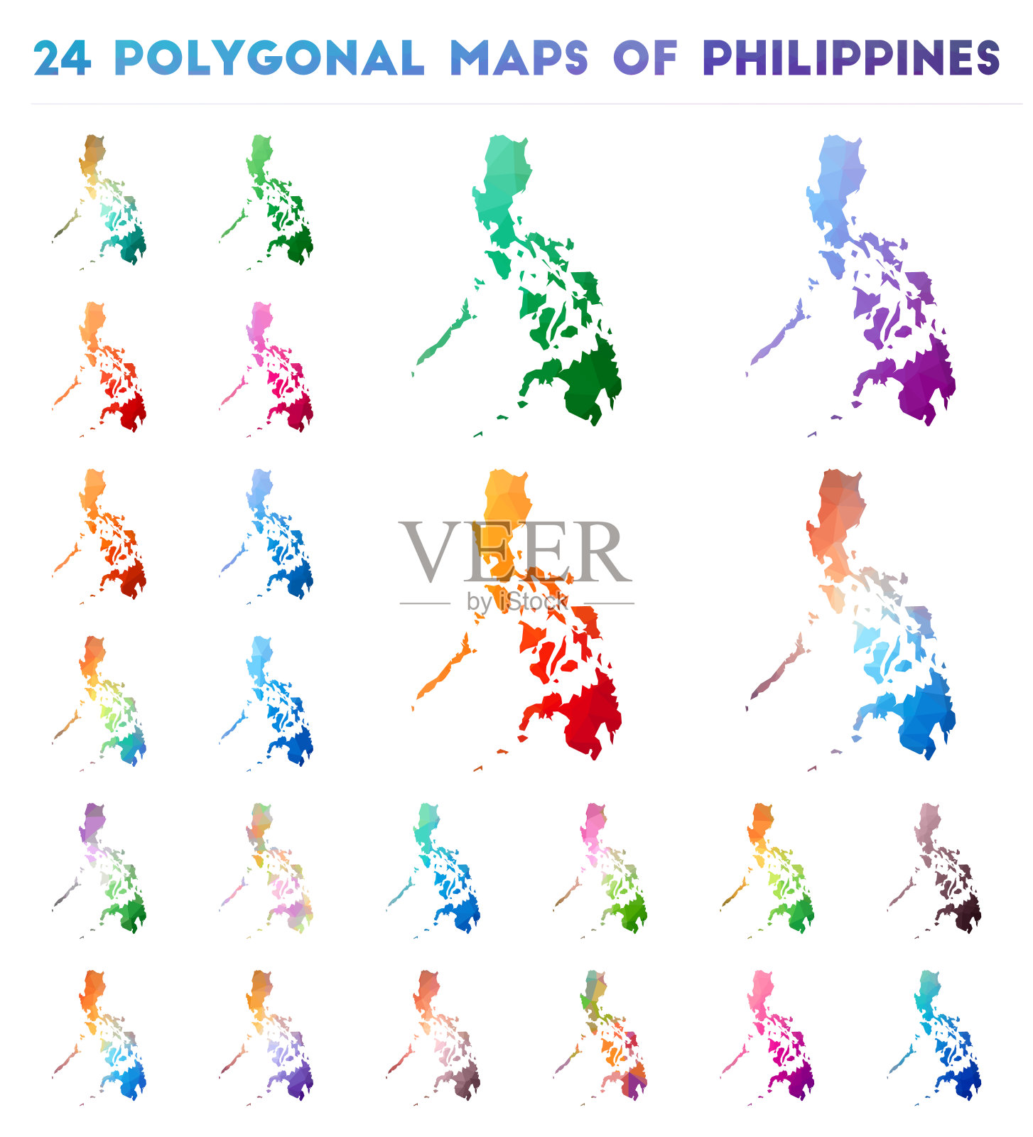 菲律宾矢量多边形地图集。插画图片素材