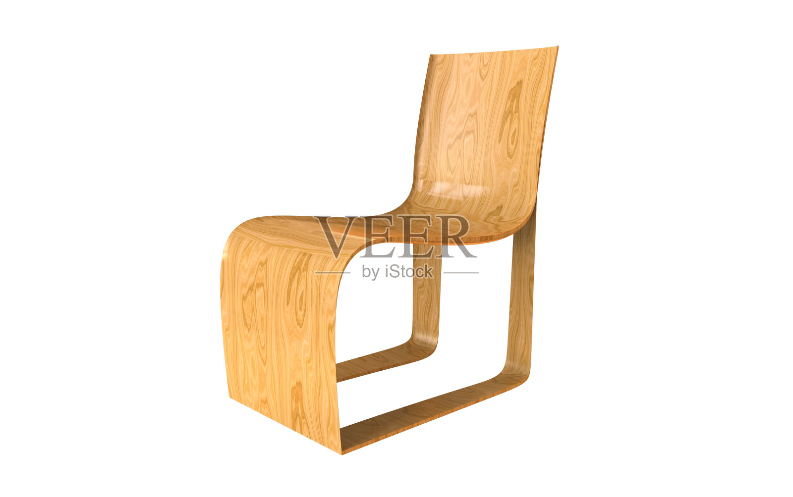 现代木椅的3d插图孤立在白色背景上照片摄影图片
