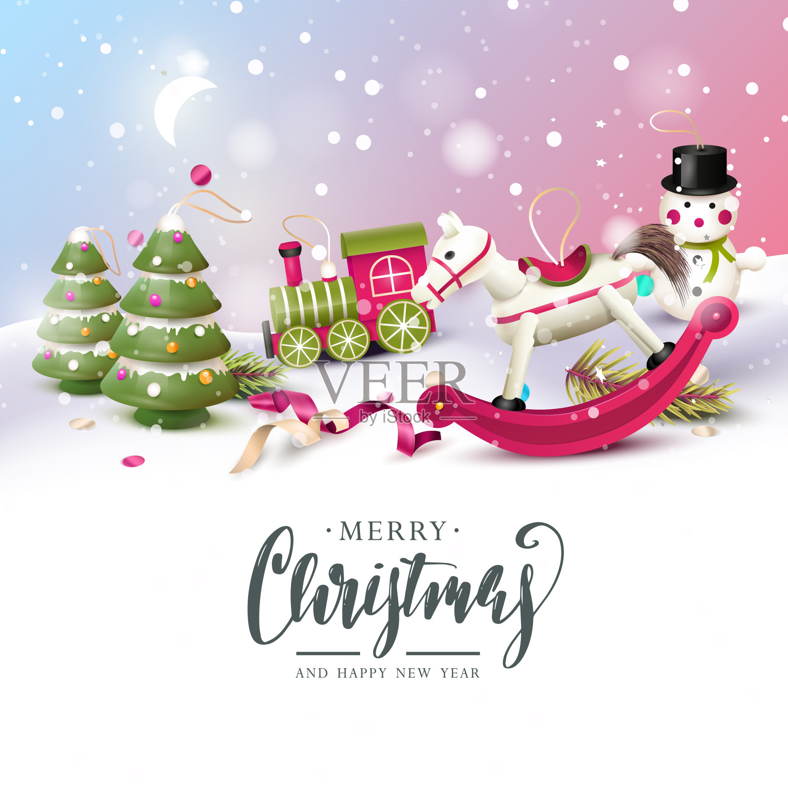 圣诞节传统的木制玩具装饰品插画图片素材