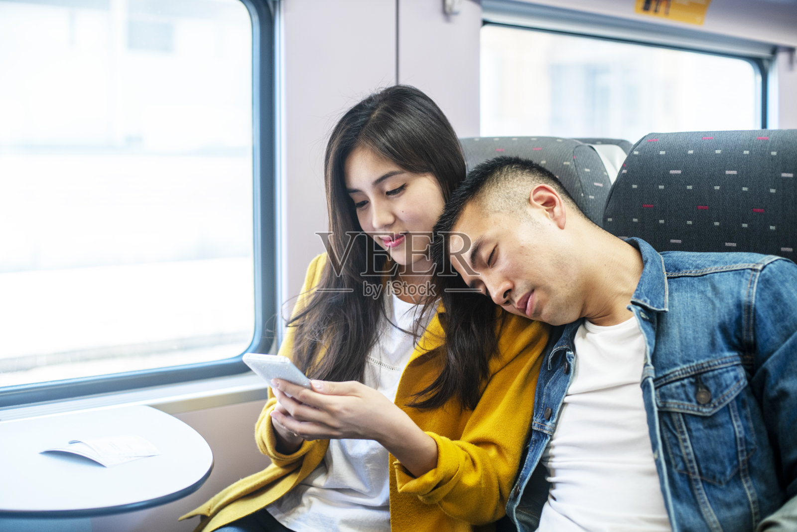 火车上的夫妇照片摄影图片