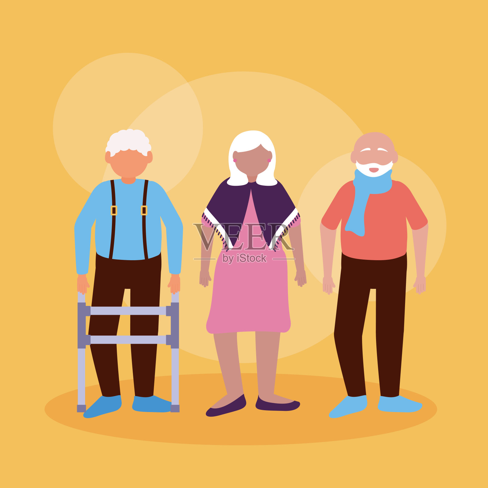 快乐爷爷奶奶日平设计插画图片素材