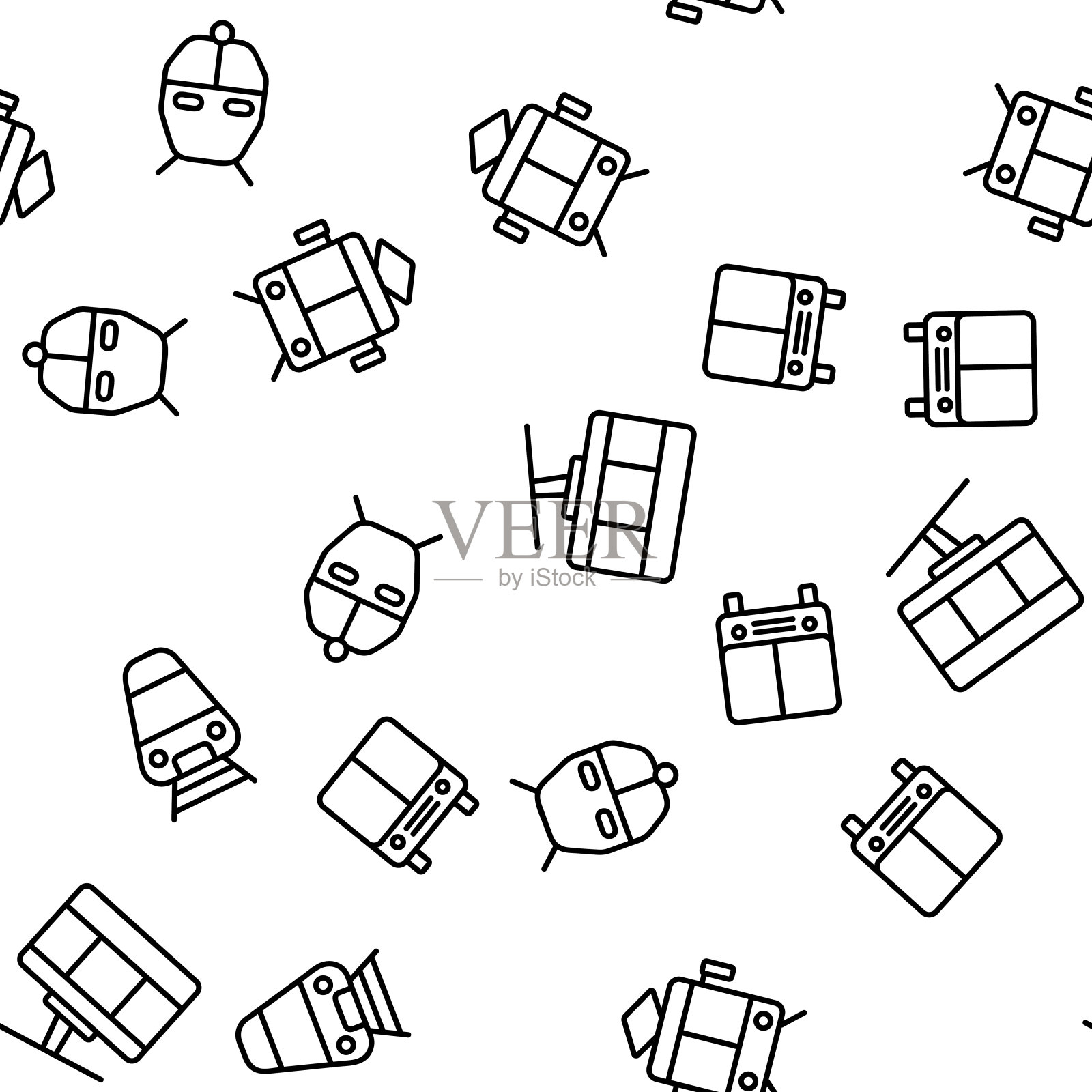 公共交通与车辆矢量无缝模式插画图片素材