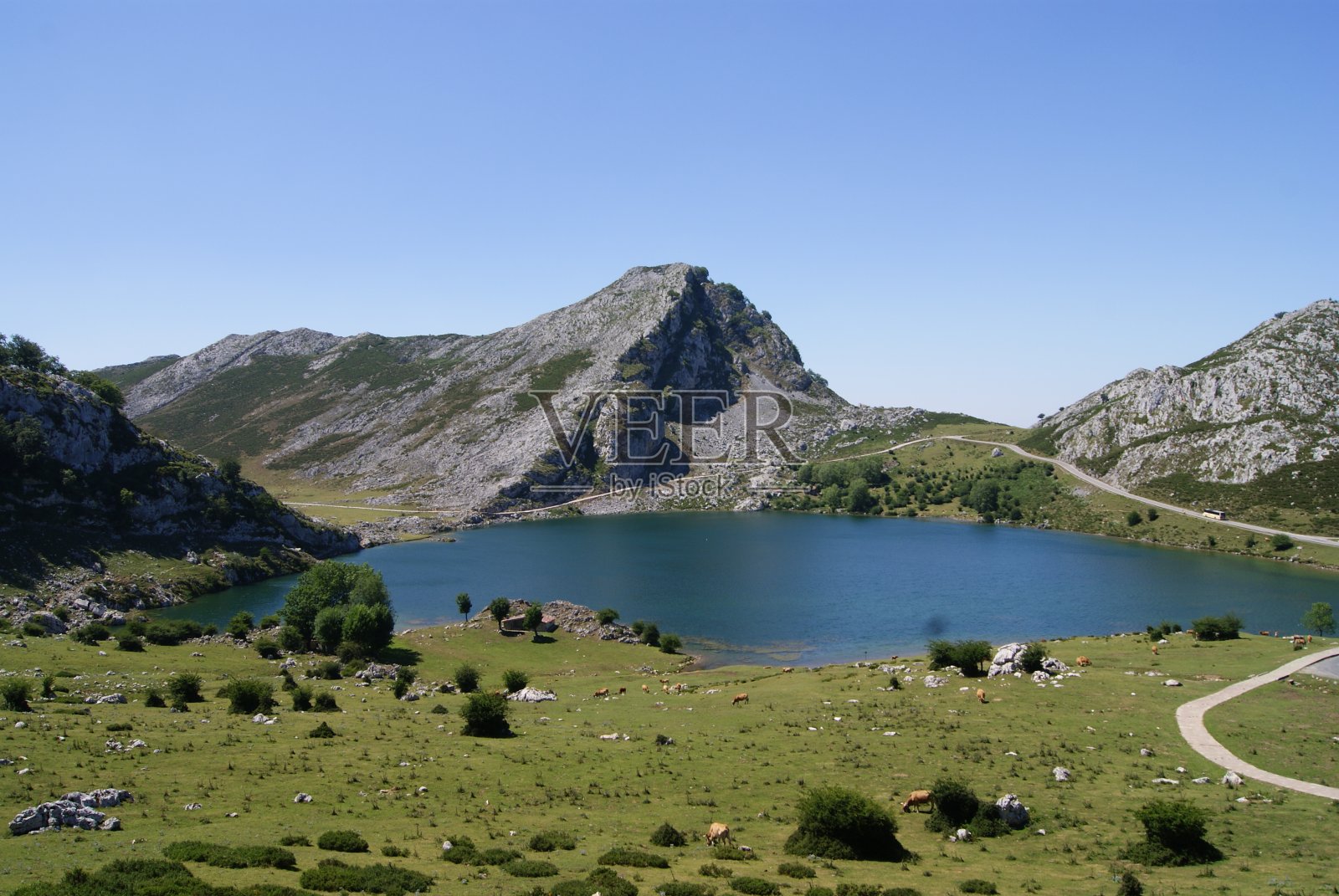 科瓦东加湖，阿斯图里亚斯照片摄影图片