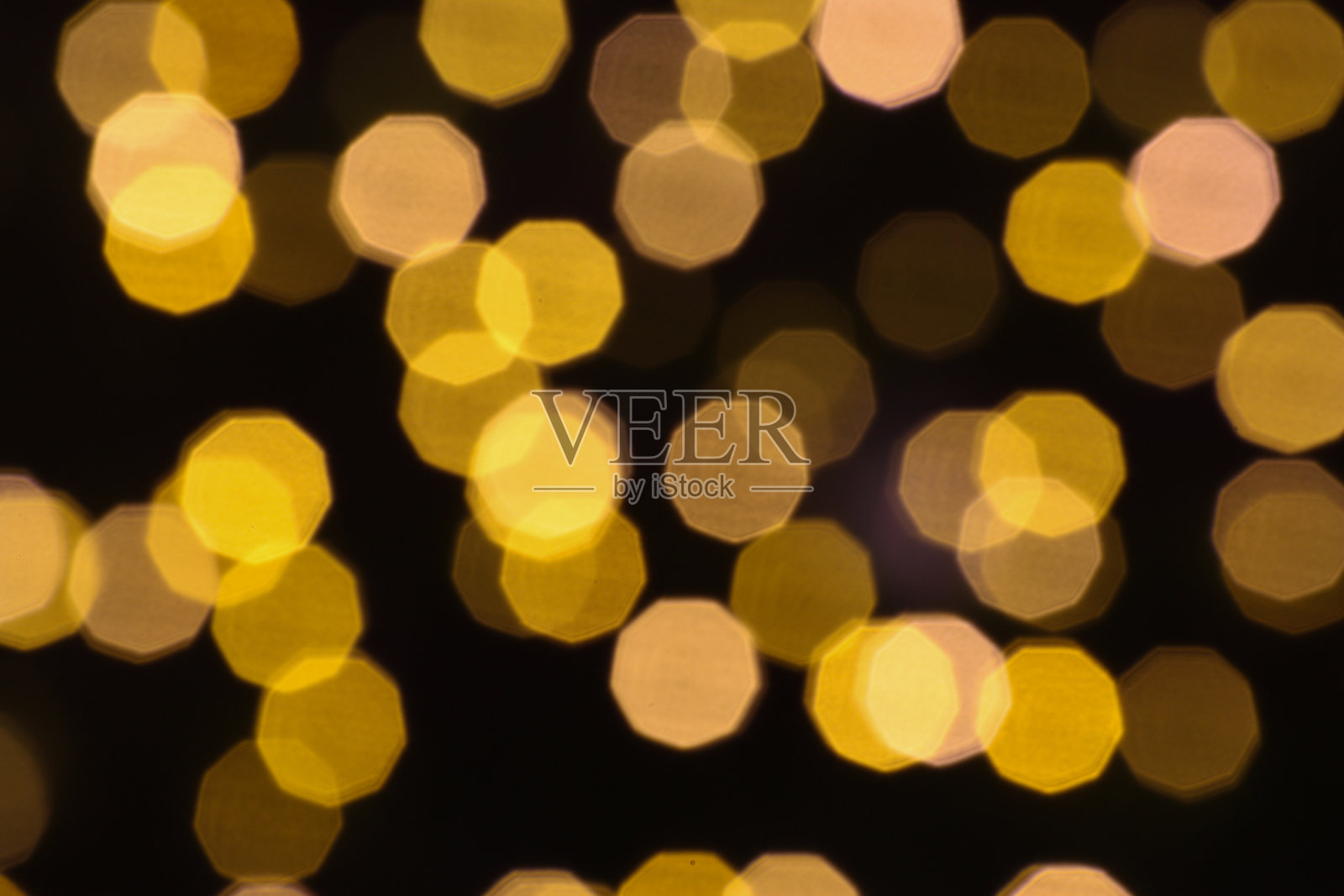 夜灯六边形模糊背景装饰在圣诞和新年的节日背景照片摄影图片