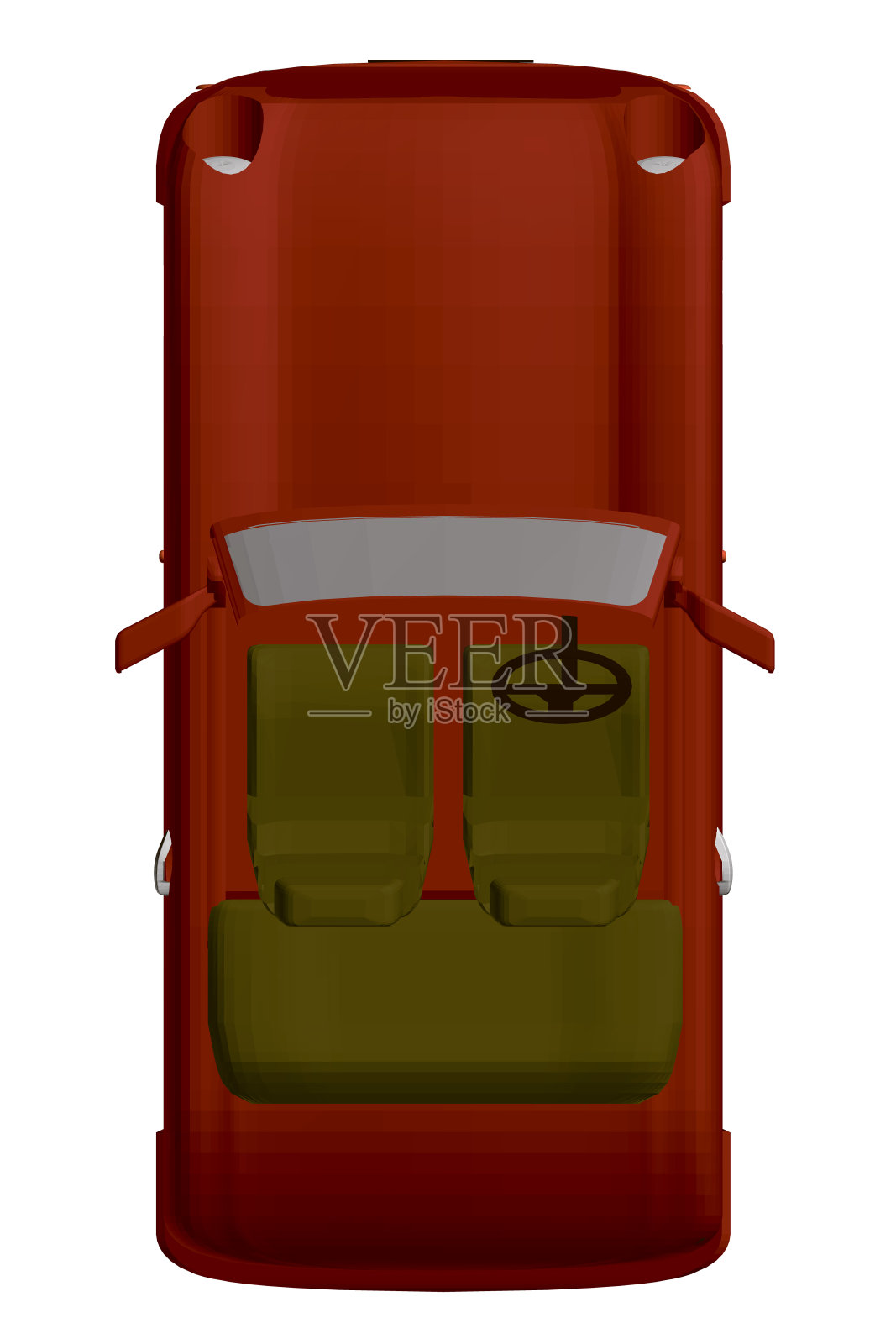 多边形跑车。从以上观点。没有屋顶的红色老爷车。3 d。矢量插图。插画图片素材