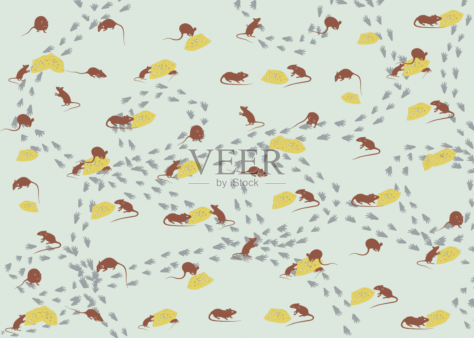 老鼠和奶酪图案，新年背景插画图片素材