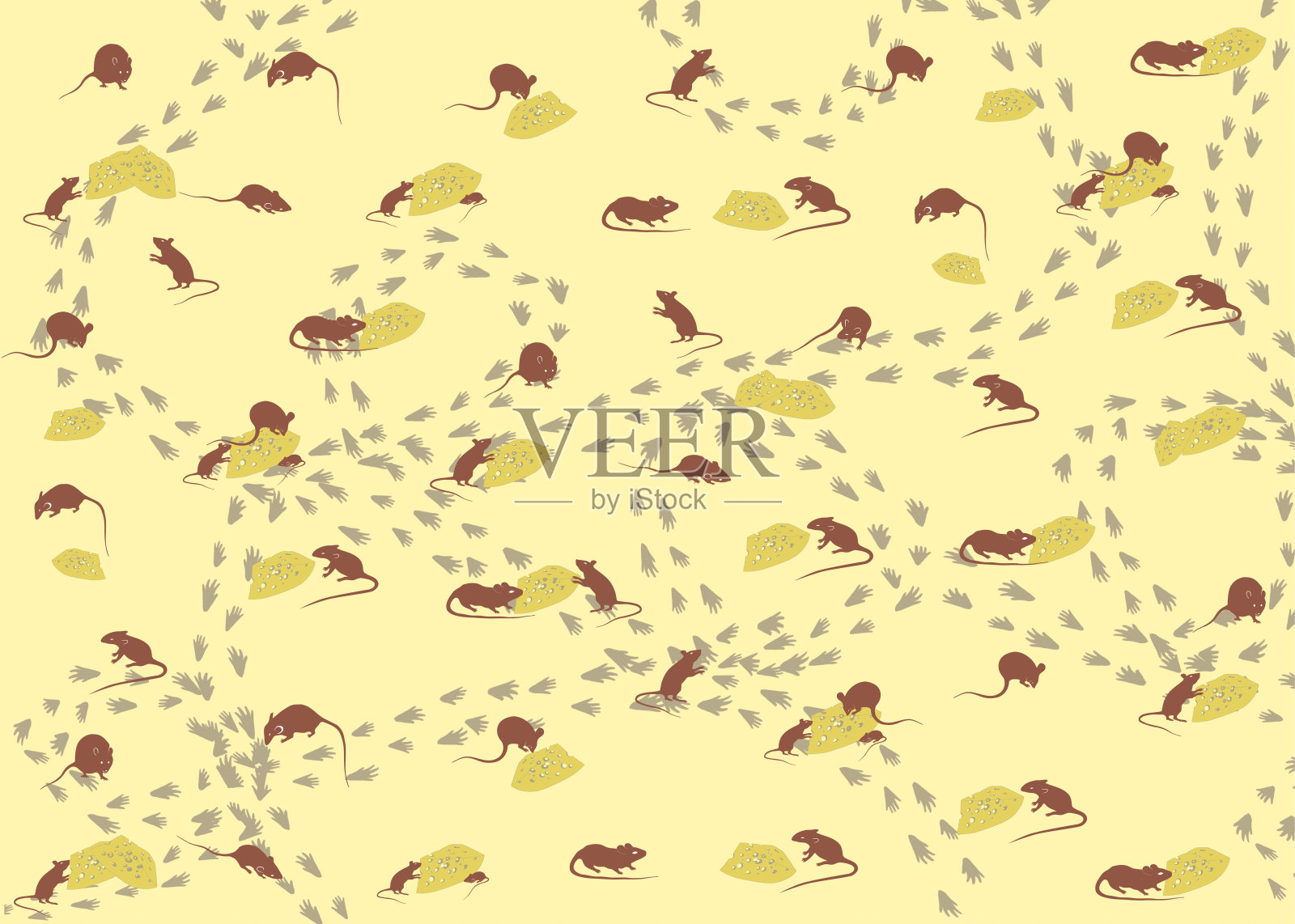 老鼠和奶酪图案，新年背景插画图片素材