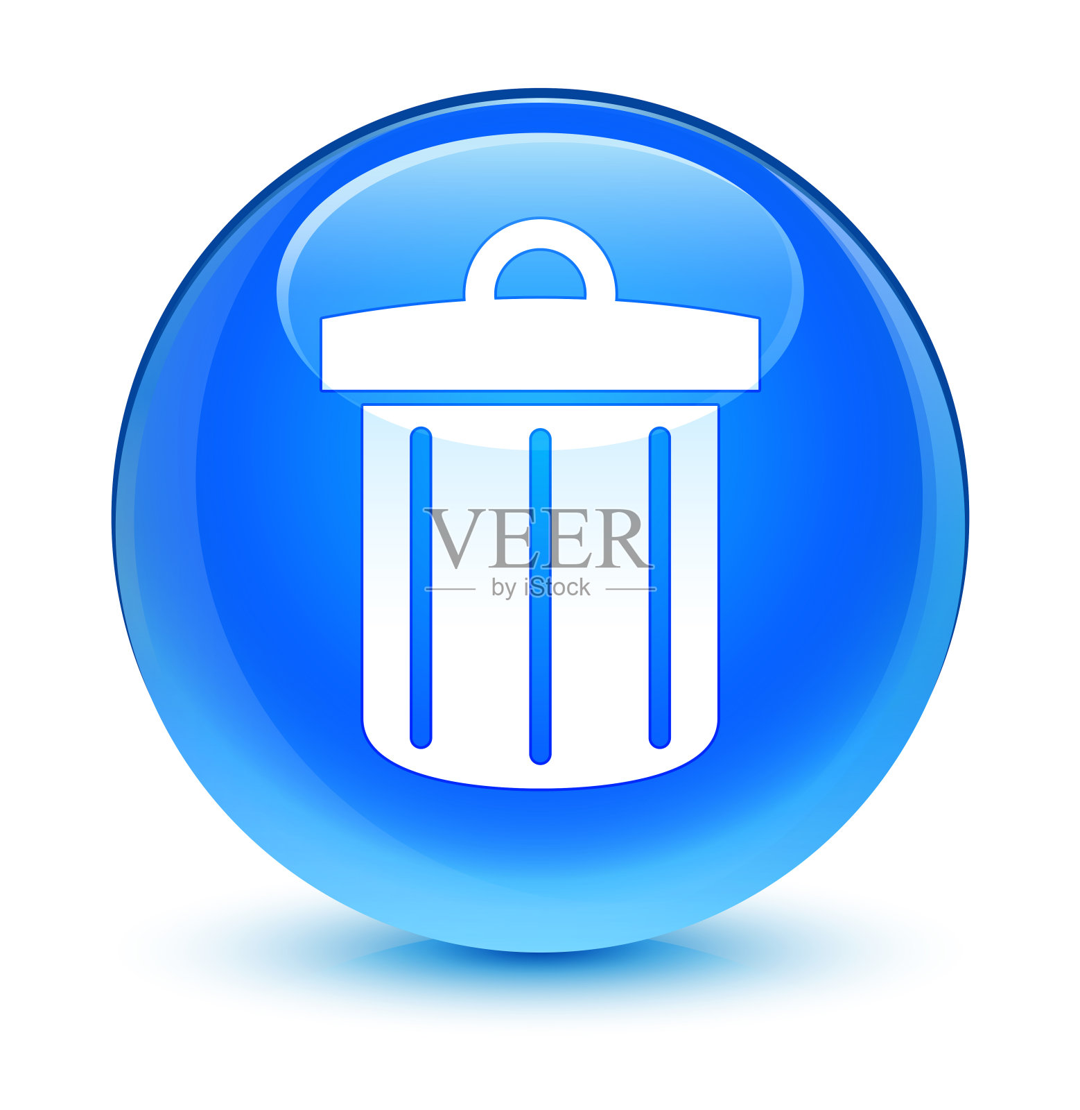 回收站图标玻璃蓝绿色圆形按钮图标素材