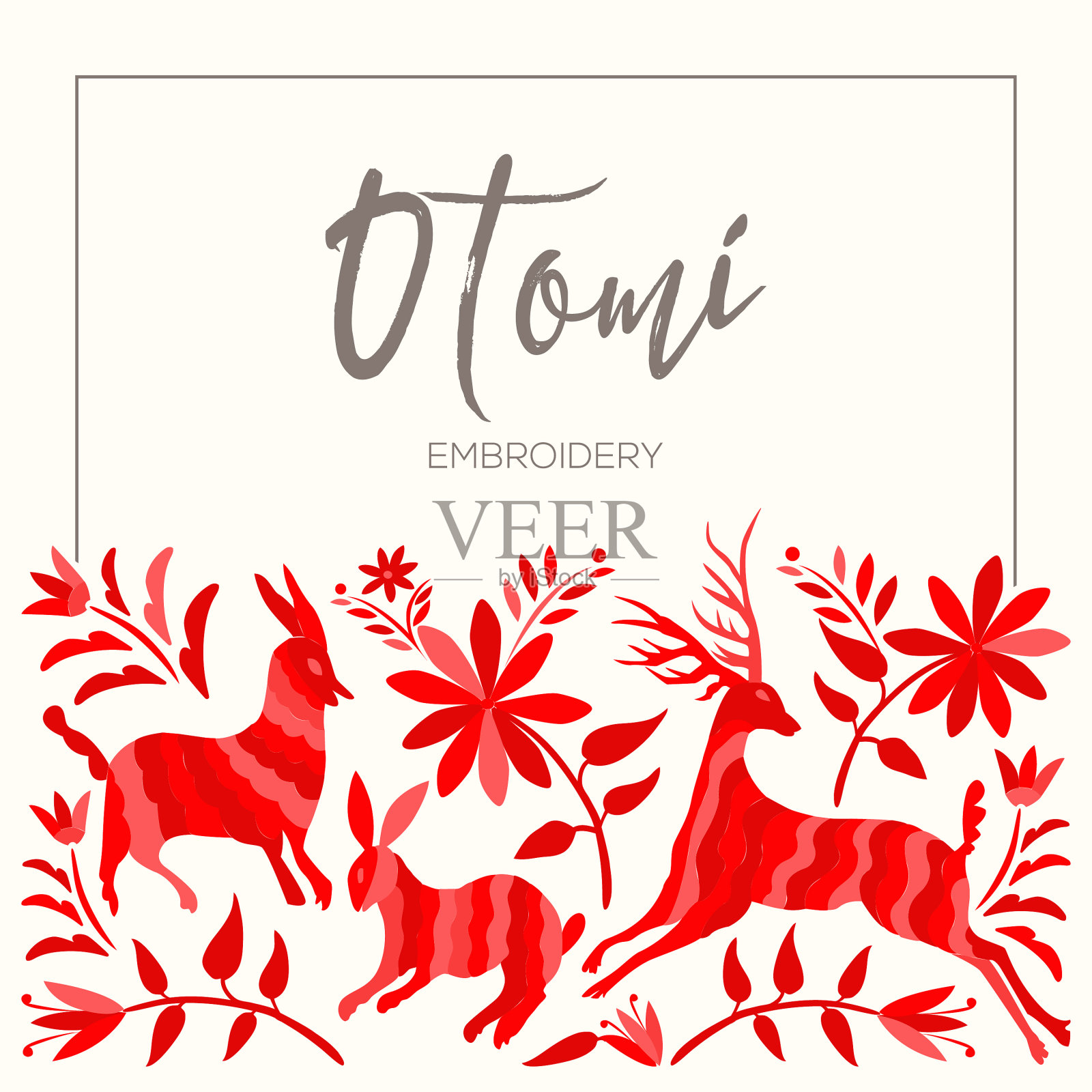 墨西哥刺绣风格构成插画图片素材