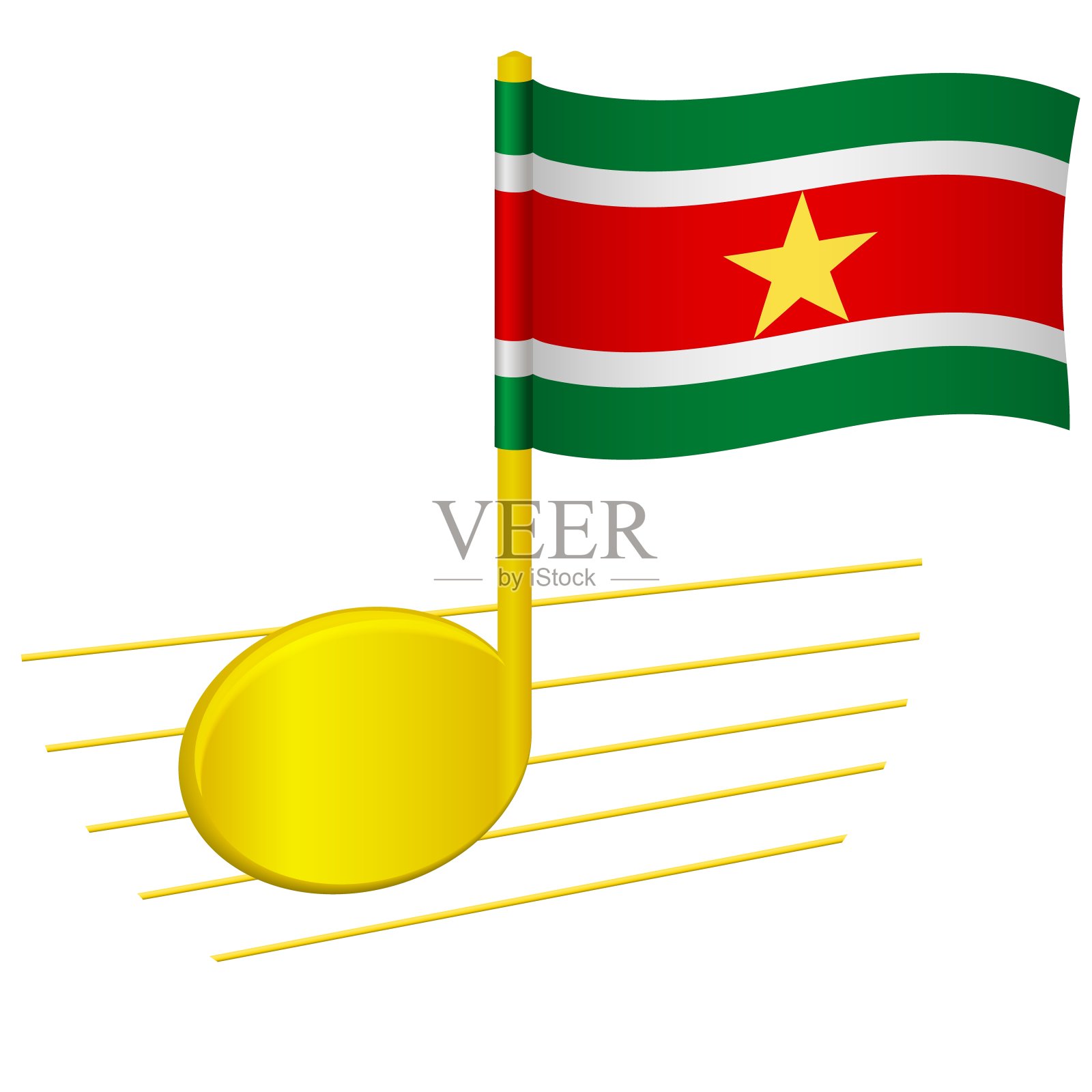 苏里南国旗和音符设计元素图片