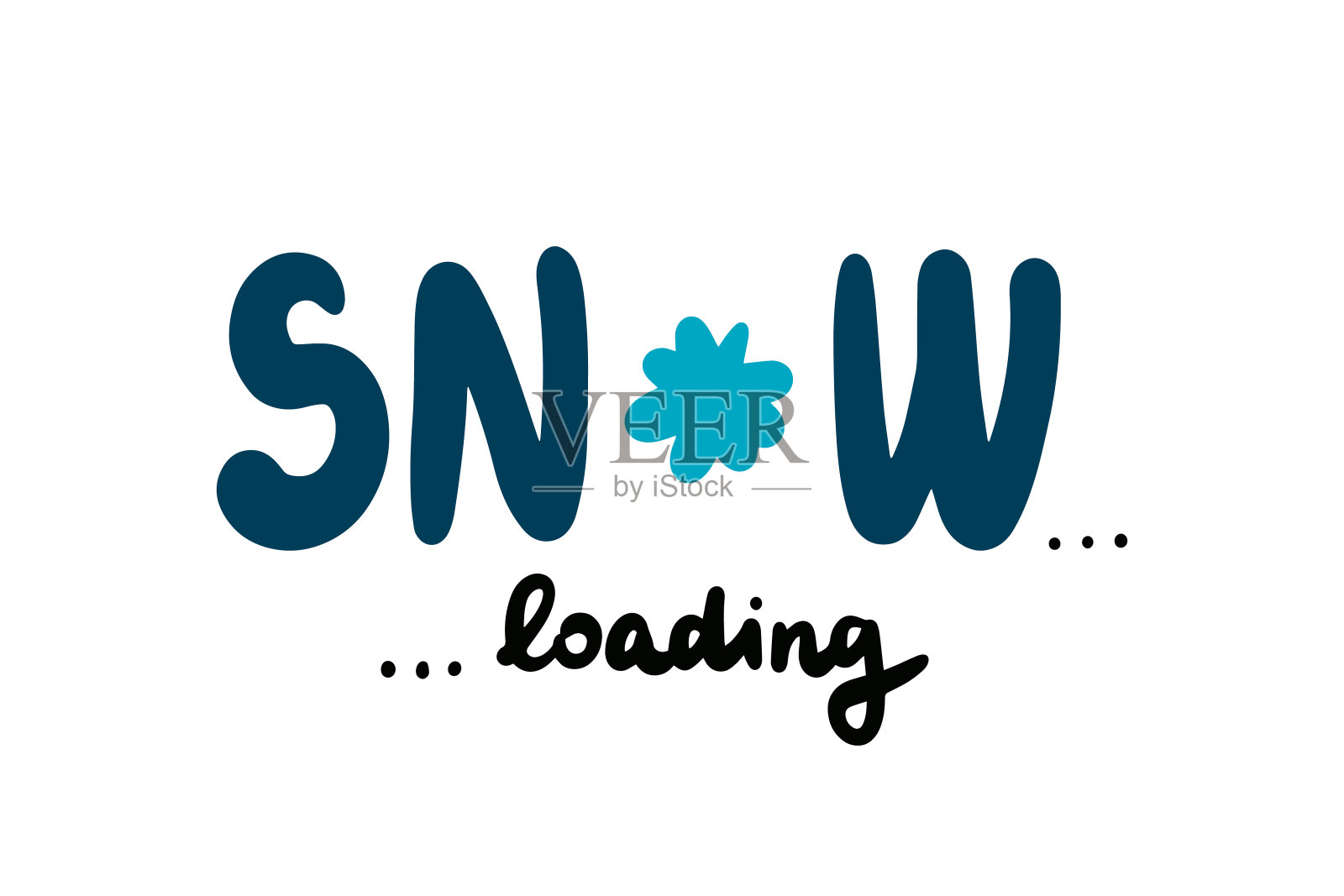 雪加载手绘矢量插图在卡通风格的字母冬季圣诞时间插画图片素材