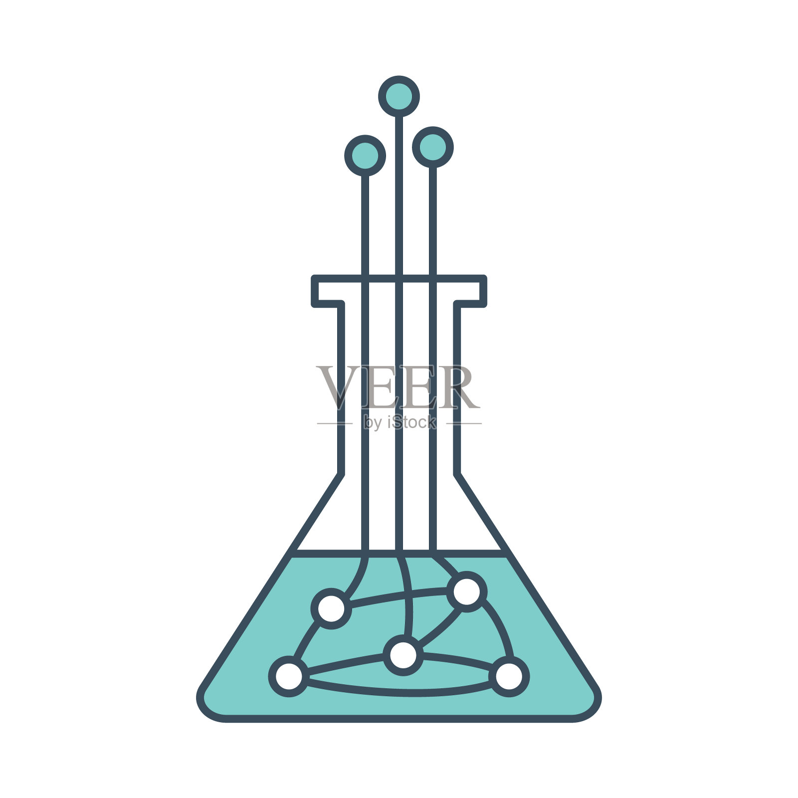 内置人工神经网络的烧瓶图标插画图片素材
