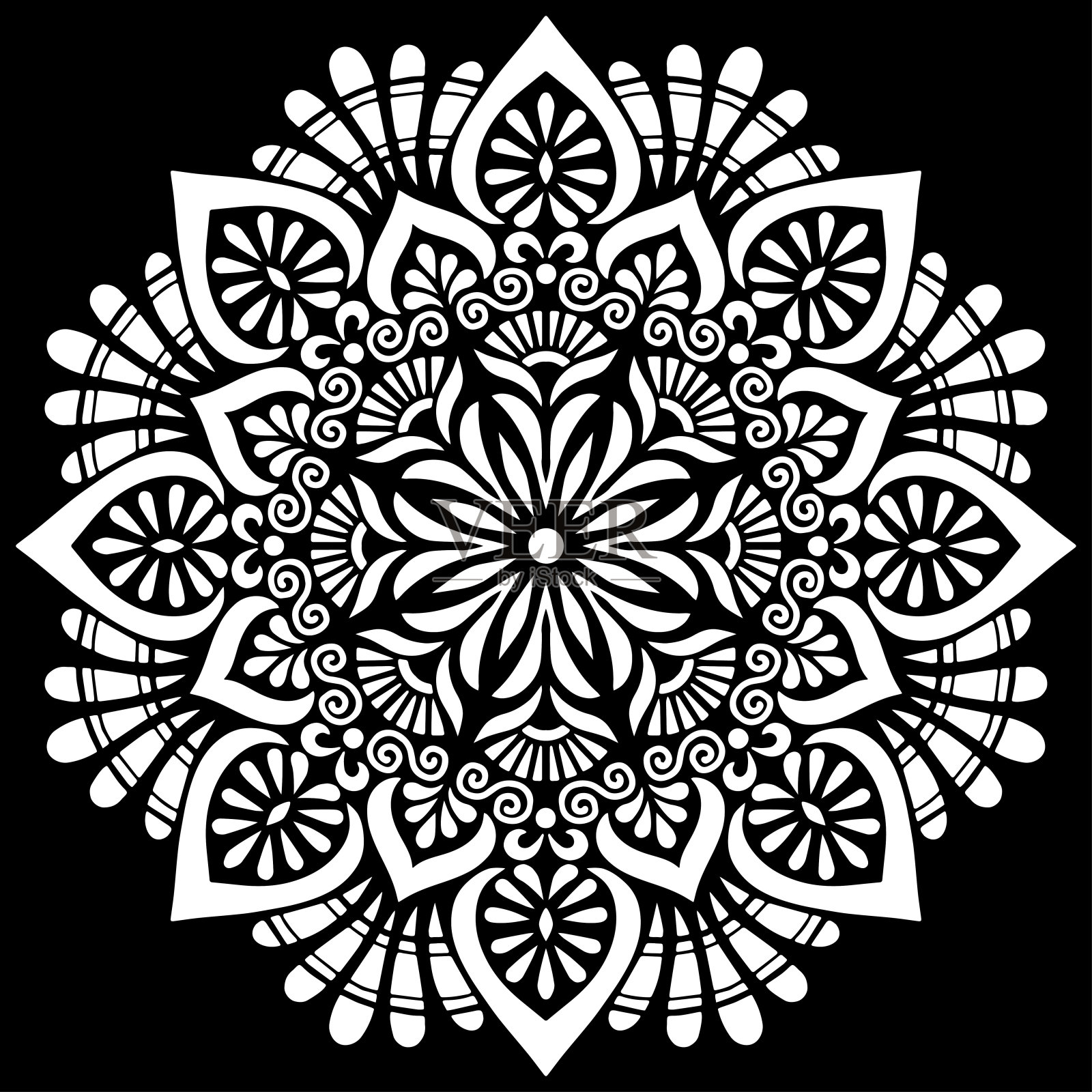 图案曼陀罗白色模具涂鸦素描插画图片素材