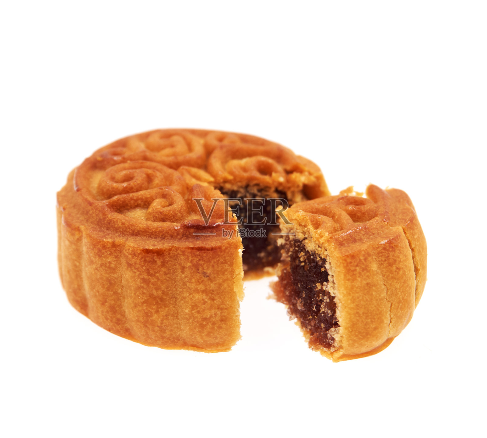 月饼孤立在白色的背景。照片摄影图片