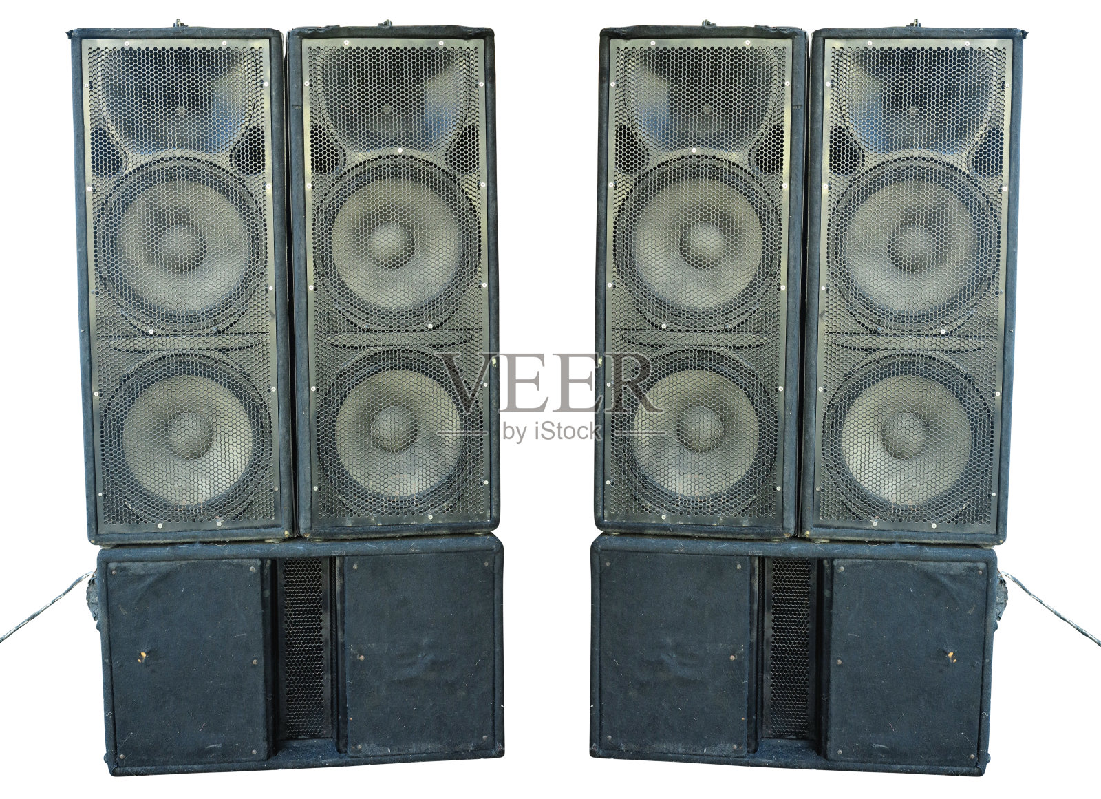 古老有力的舞台协奏曲音频扬声器孤立在白色背景上照片摄影图片