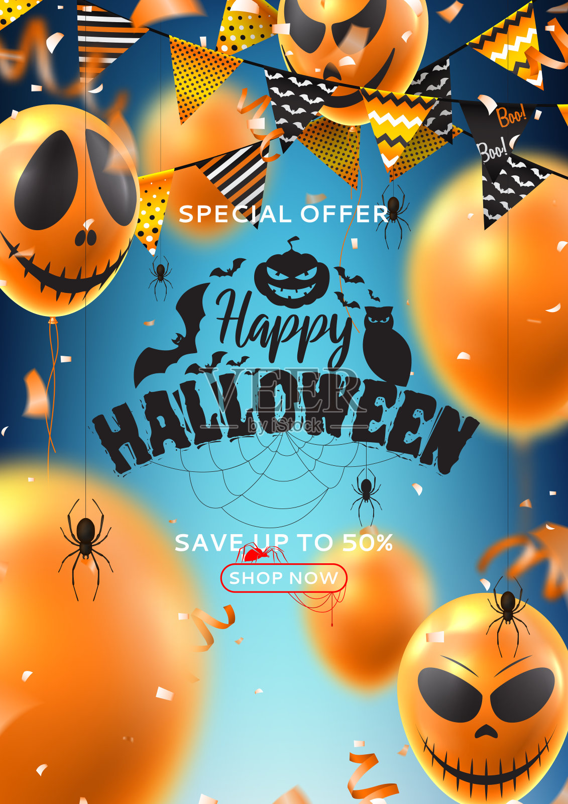 万圣节促销的节日海报设计模板素材