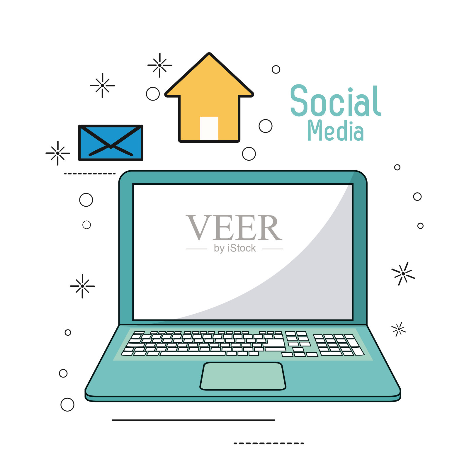 笔记本社交媒体图标。矢量图形插画图片素材