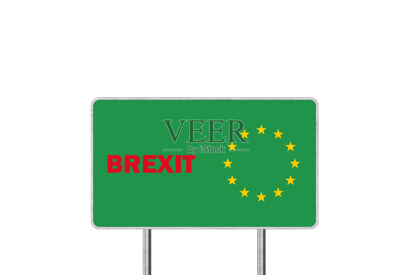 Brexit概念。描绘英国离开欧盟的路标照片摄影图片