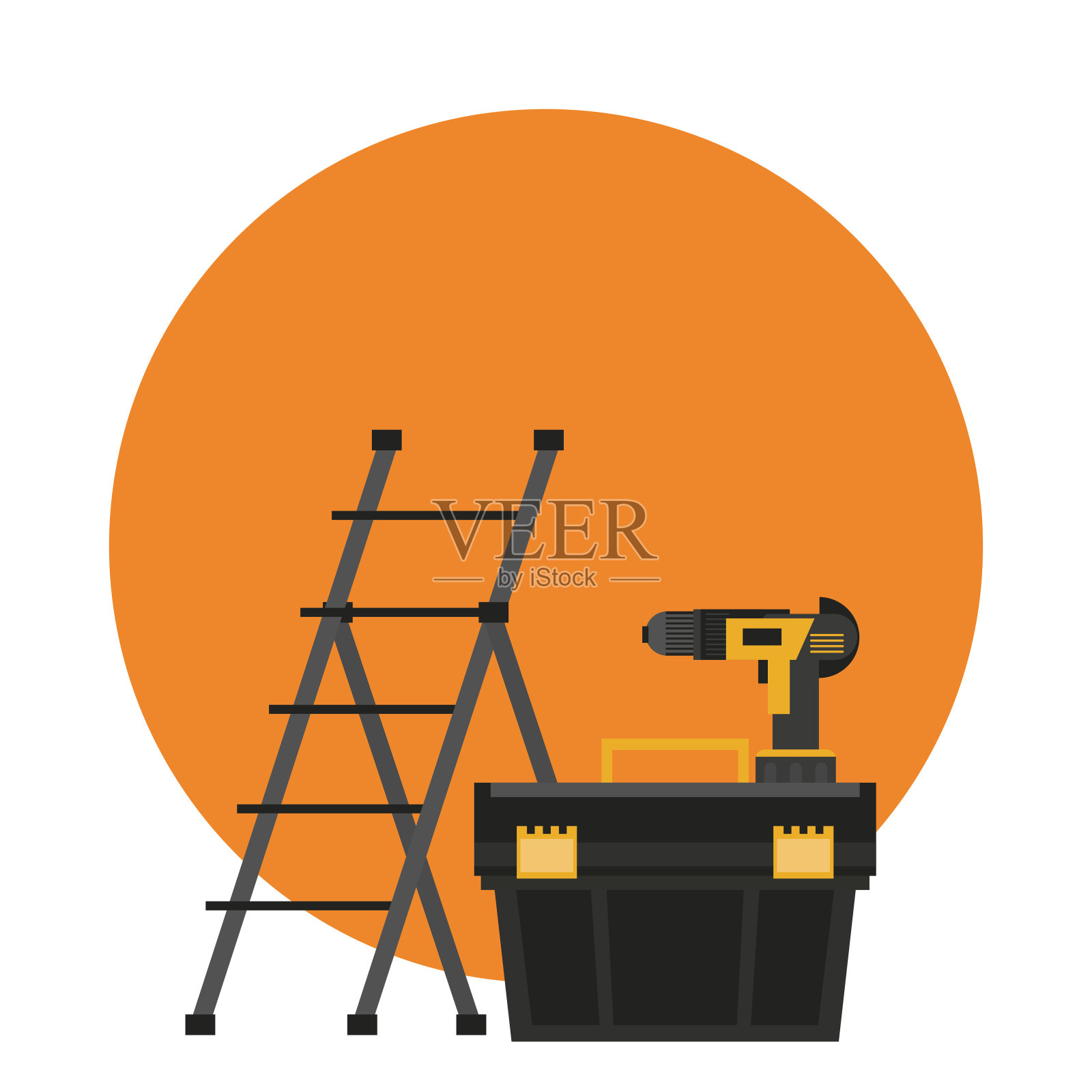 施工工具圆形图标插画图片素材