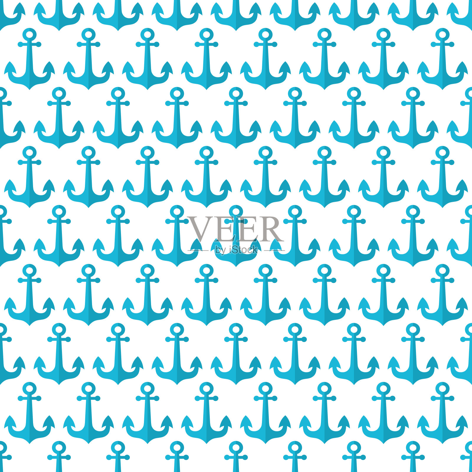 无缝模式与海锚在平面矢量。有趣，儿童背景的纺织品，织物，包装墙纸。插画图片素材