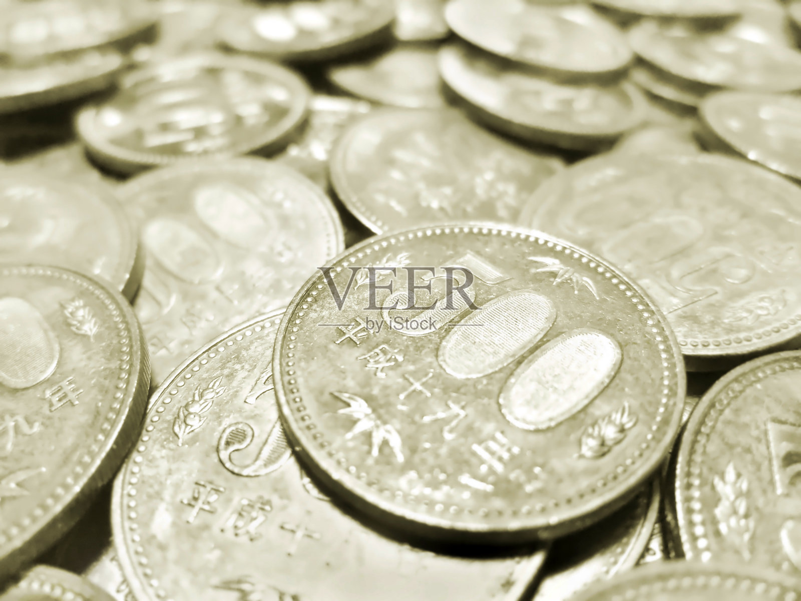 许多500日元硬币照片摄影图片