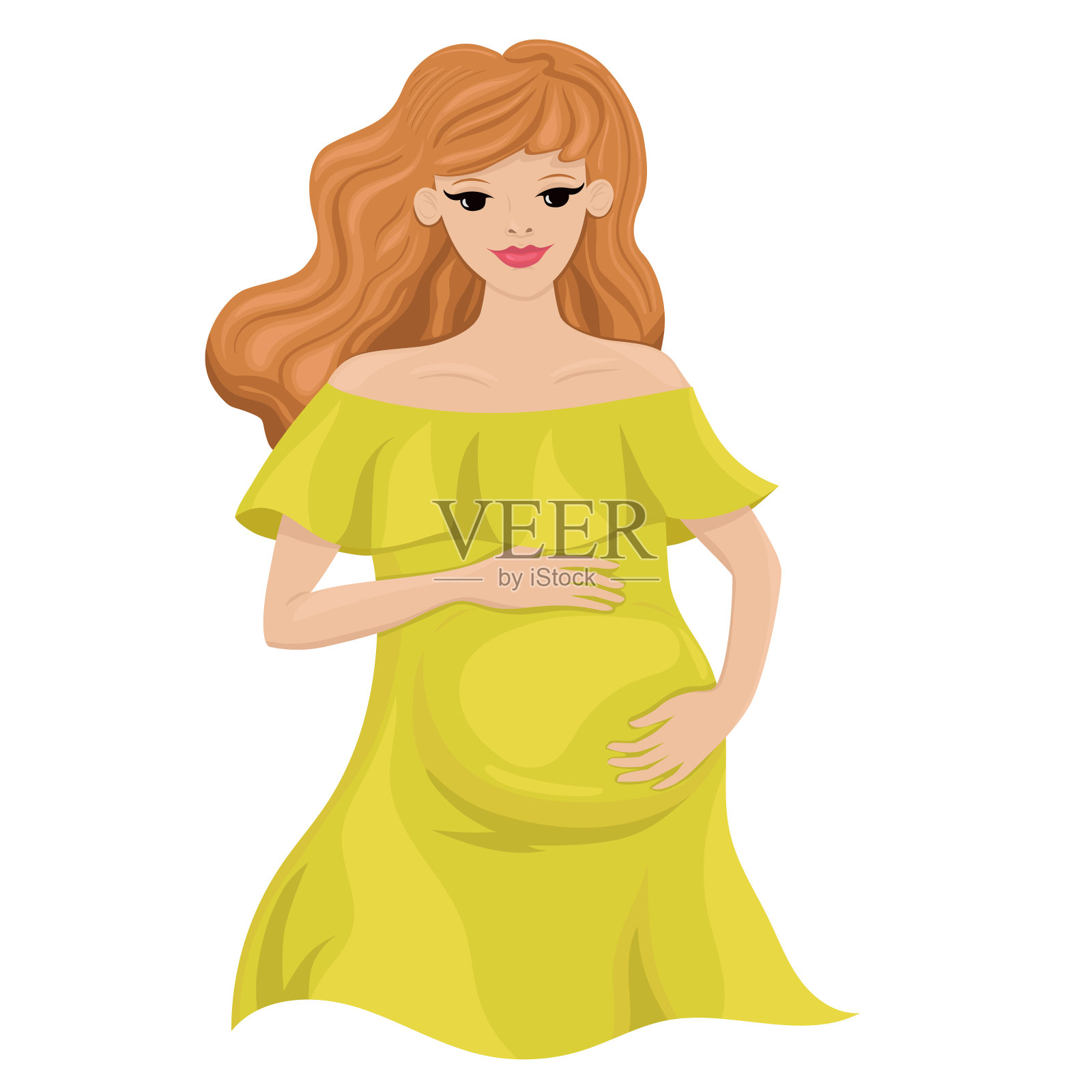 白色背景下的孕妇（矢量图）插画图片素材