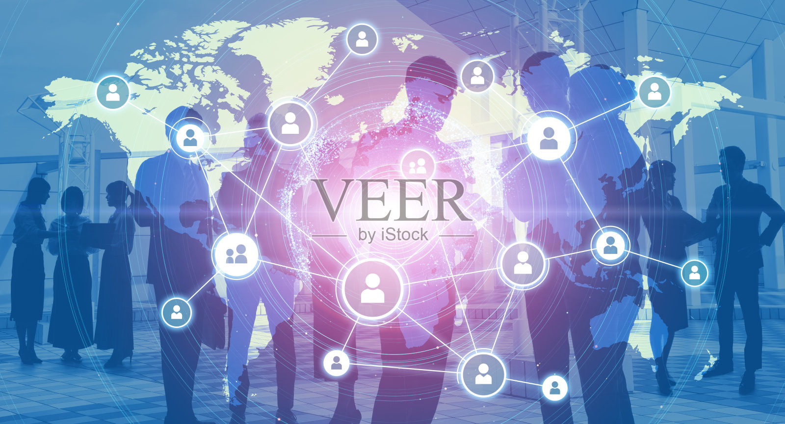 全球商业网络概念。群商人。照片摄影图片