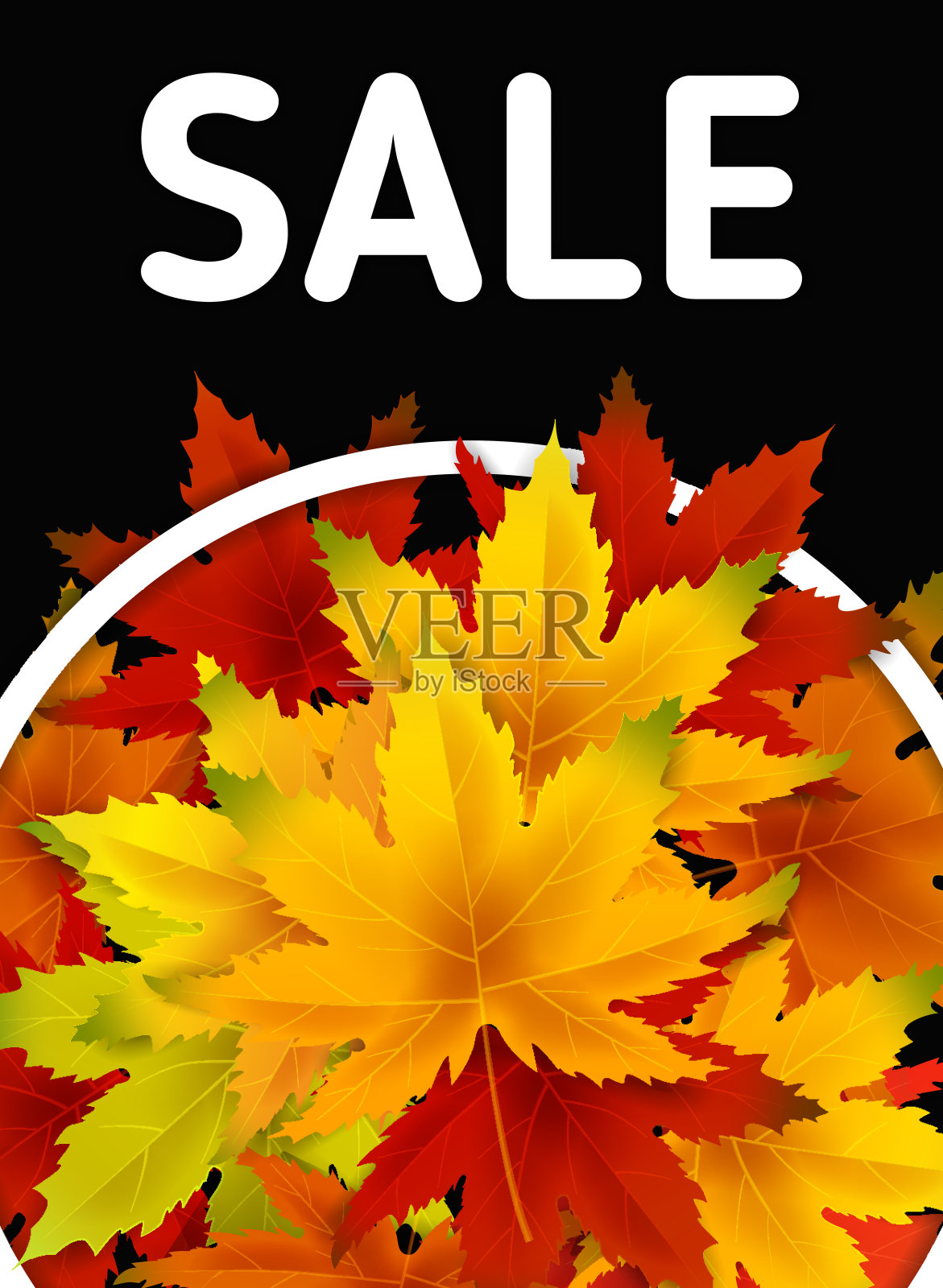 秋季促销背景模板，附有落叶、购物促销或购物折扣促销的季节性海报、明信片及邀请卡。矢量插图代金券，横幅，传单，促销海报设计元素图片