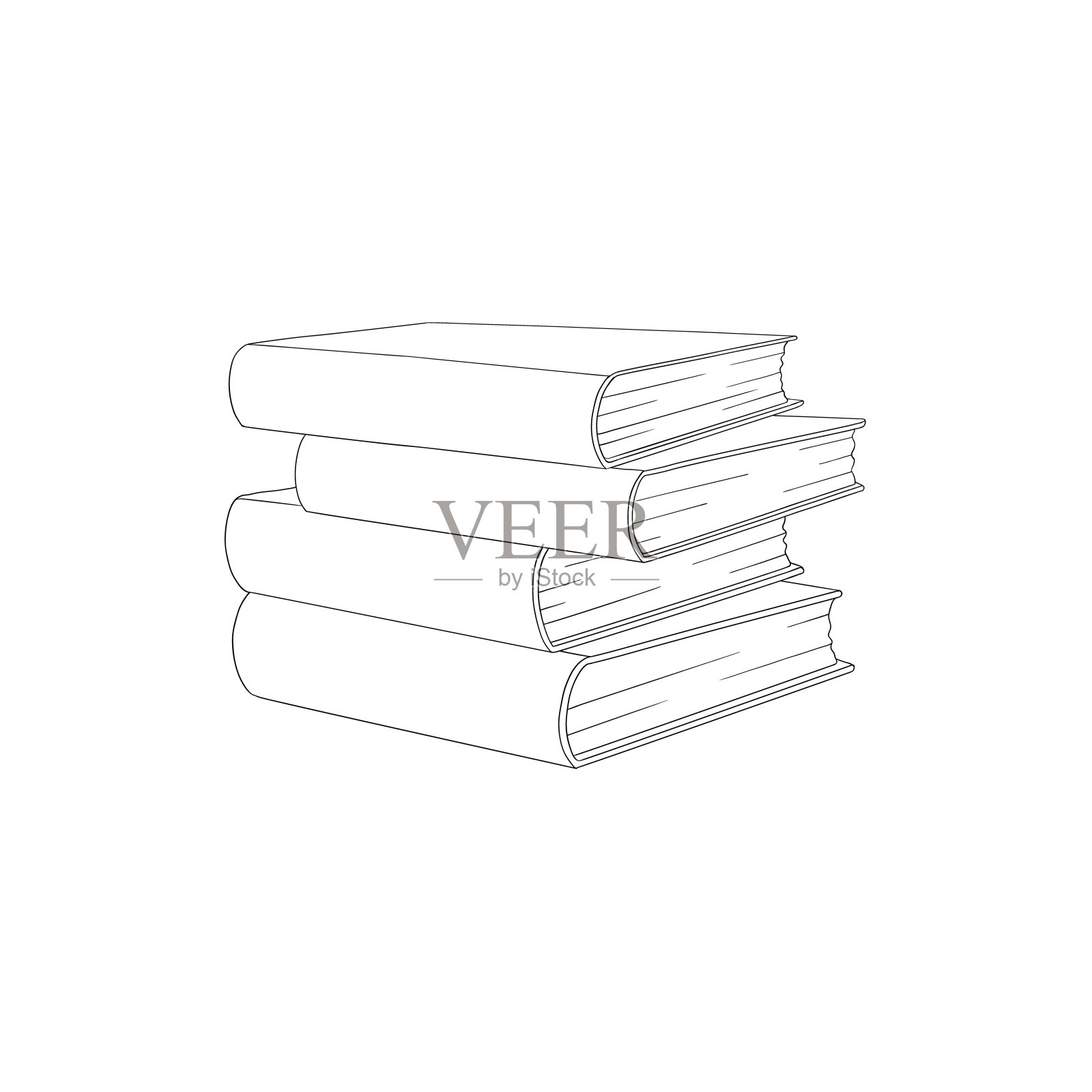 矢量素描书堆、堆插画图片素材