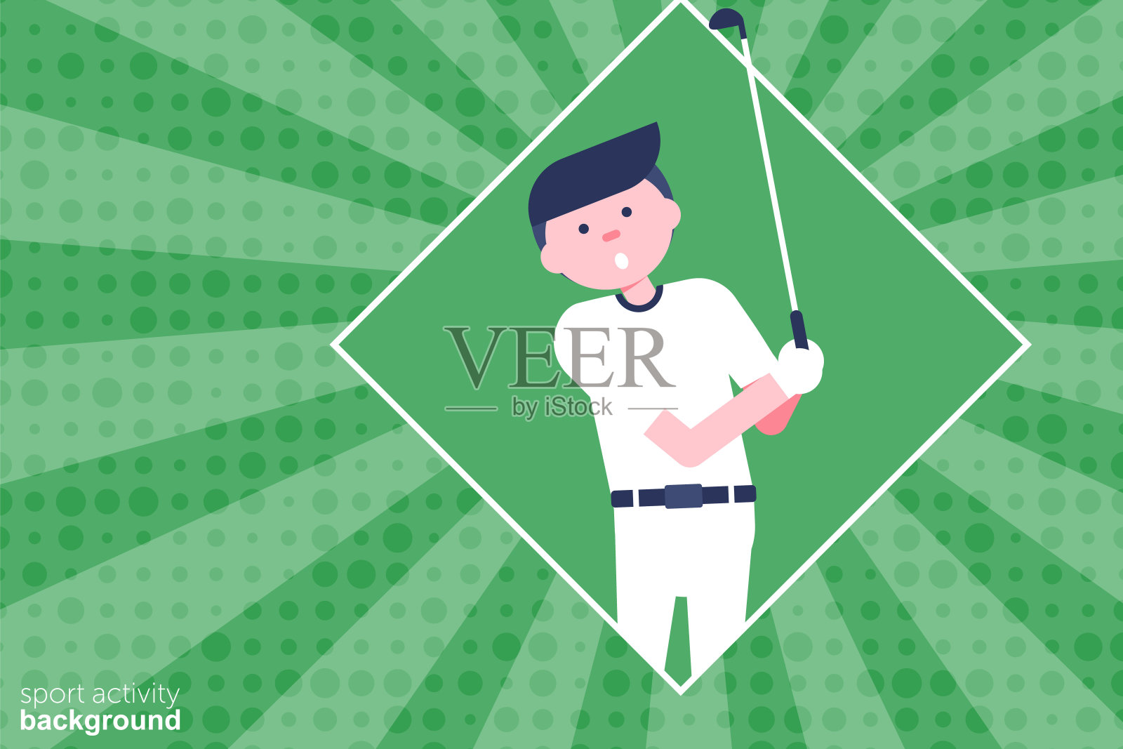 高尔夫卡通人物在平坦的风格插画图片素材