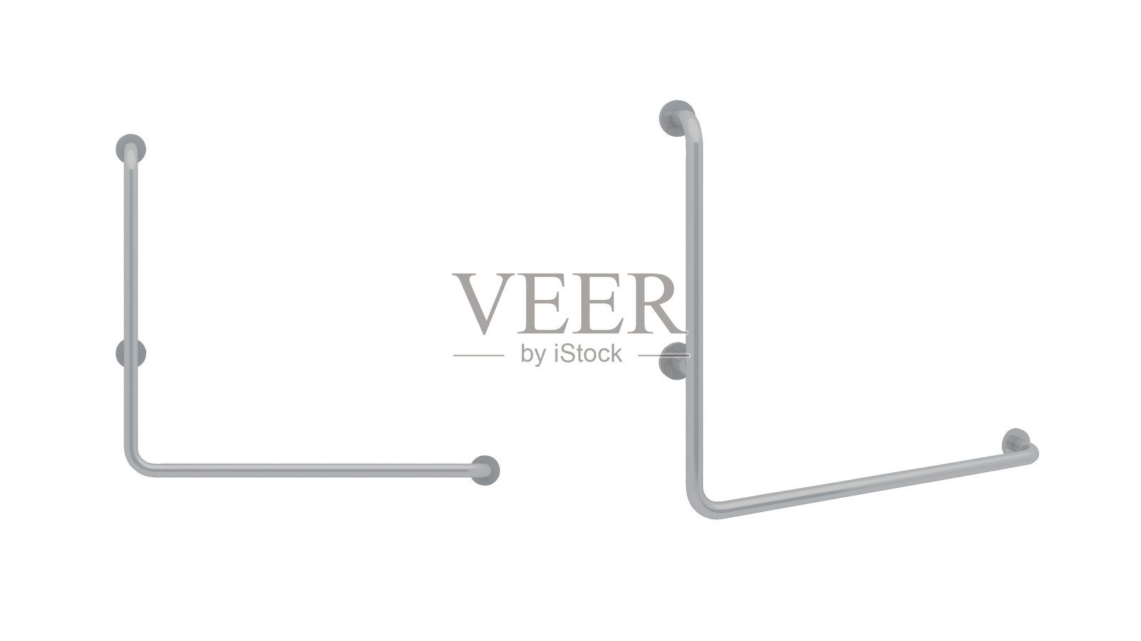 不锈钢l形扶手角落扶手残疾人无障碍浴室安全扶手浴缸厕所厕所防滑在白色背景与剪切路径照片摄影图片