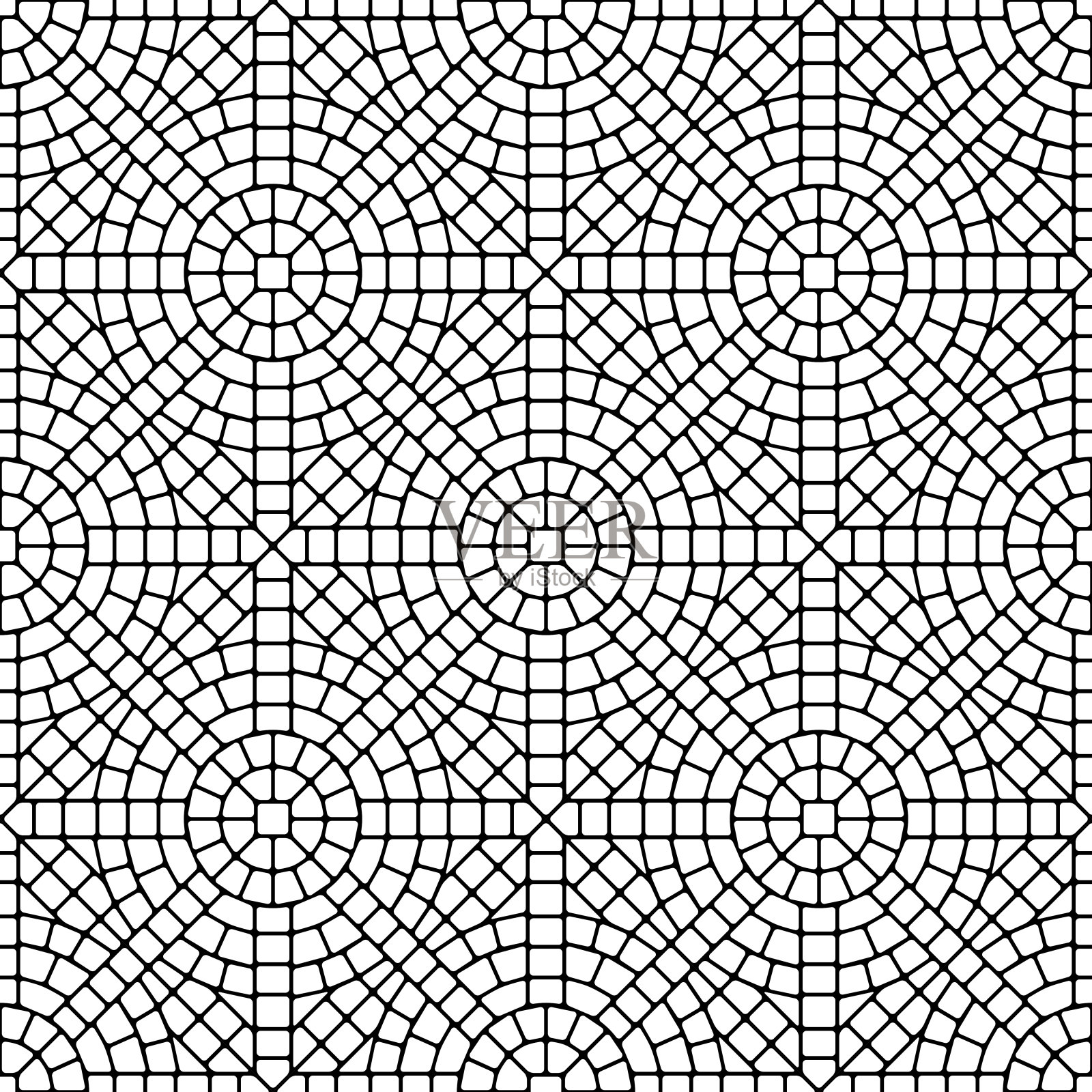 古老的马赛克瓷砖图案。插画图片素材