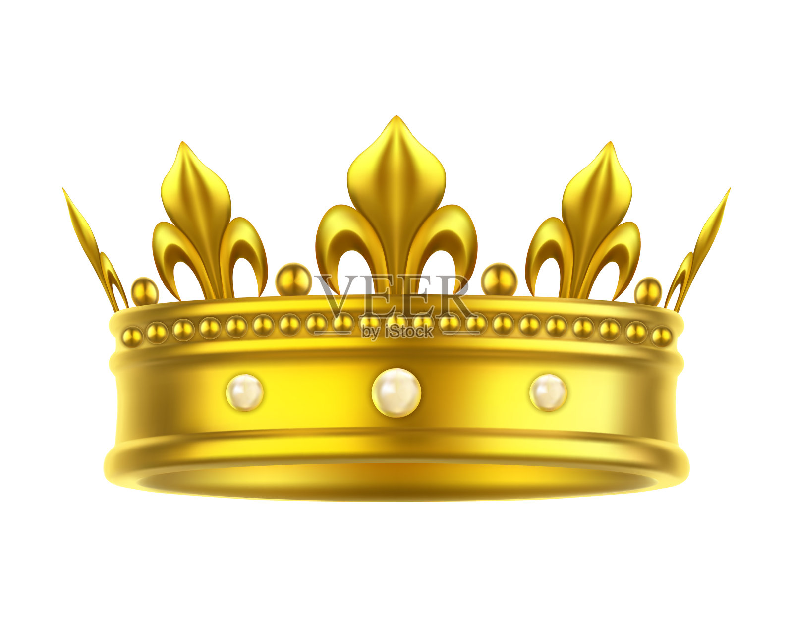 为国王、王后准备的金色孤立头饰或王冠插画图片素材