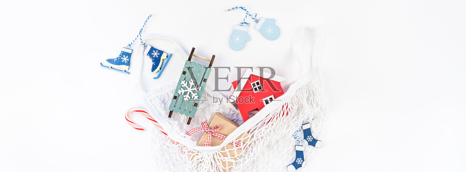 圣诞玩具环保购物袋照片摄影图片