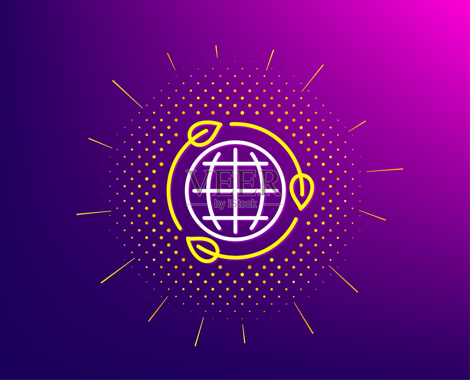 生态能源线图标。绿色世界的迹象。生态学的力量。向量插画图片素材