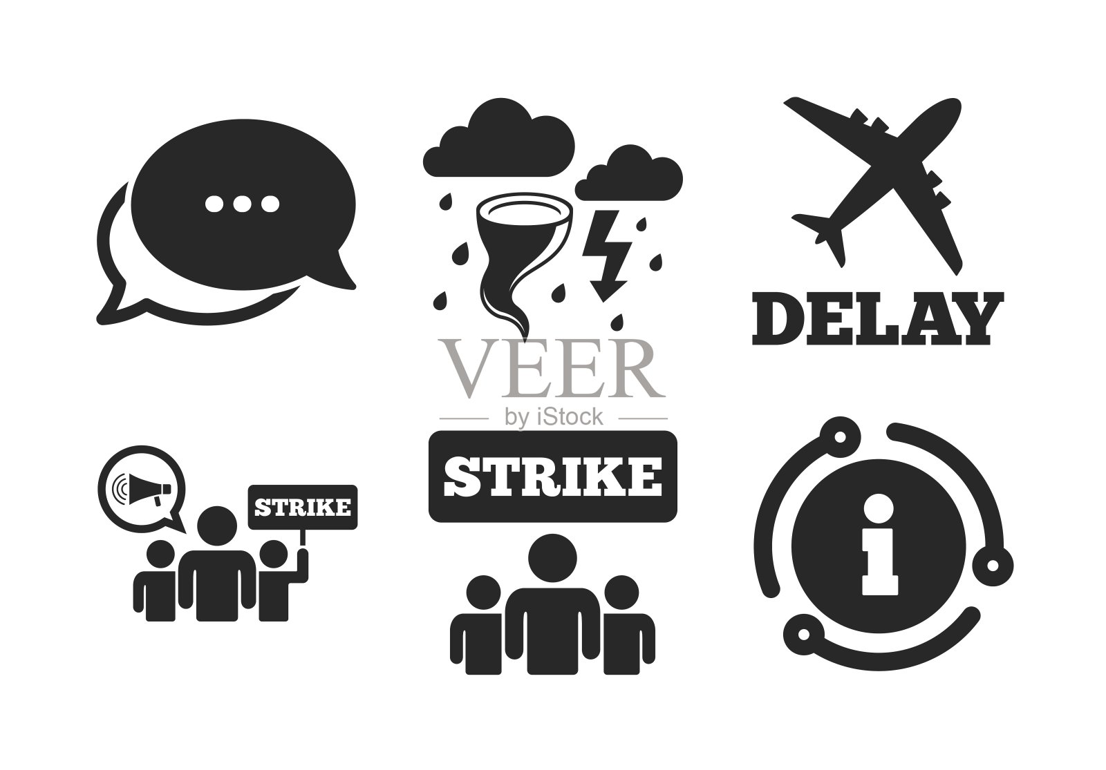 击图标。风暴天气和人群。向量图标素材