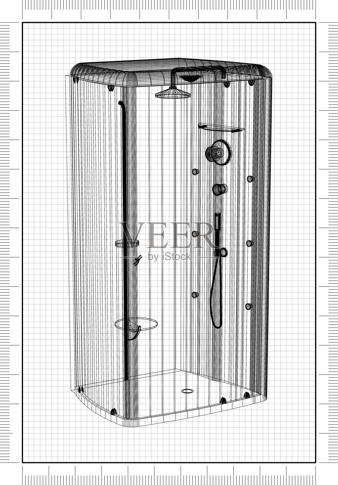 淋浴房的蓝图照片摄影图片