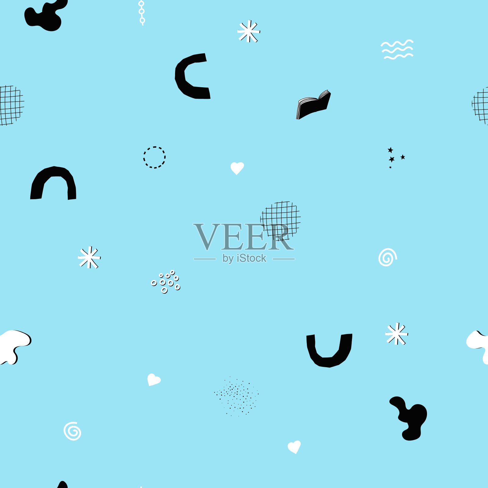 蓝色几何抽象无缝图案插画图片素材