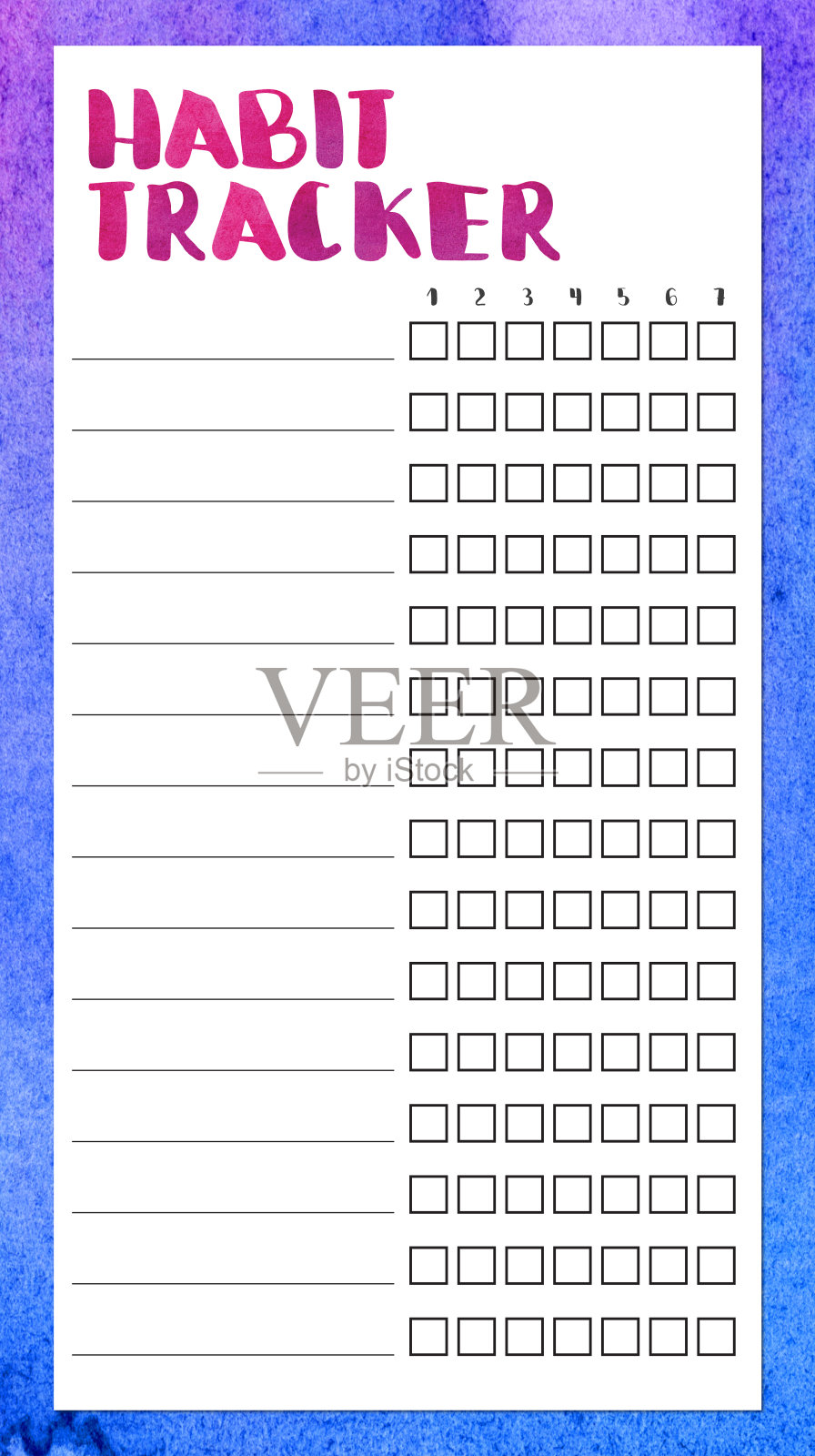 习惯跟踪模板。计划。子弹日报模板。插画图片素材