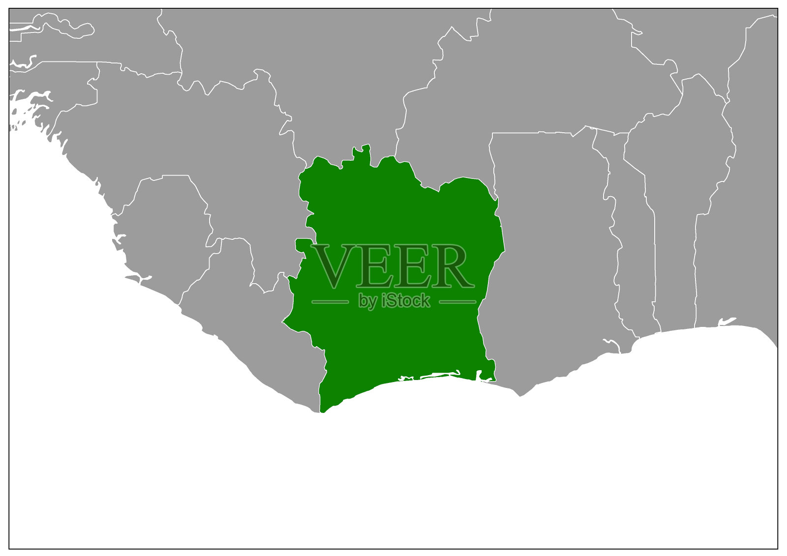 科特迪瓦地图在灰色基地绿色视图插画图片素材