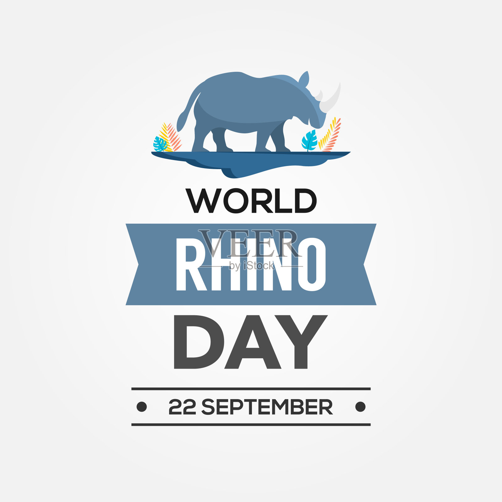 世界犀牛日矢量设计模板插画图片素材
