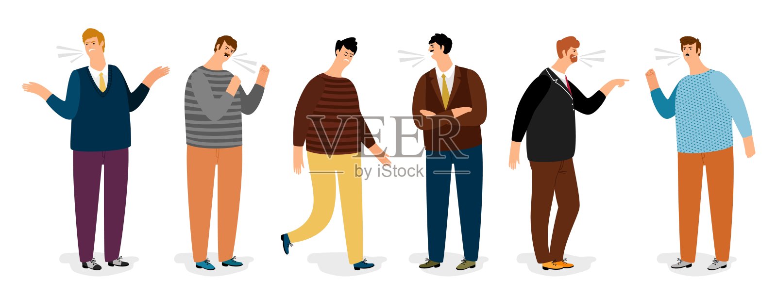 具有攻击性的男人们插画图片素材