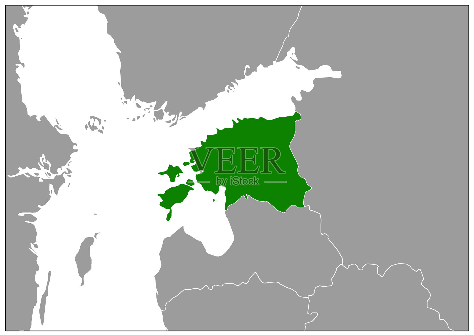 爱沙尼亚地图，灰色基地，绿色视图插画图片素材