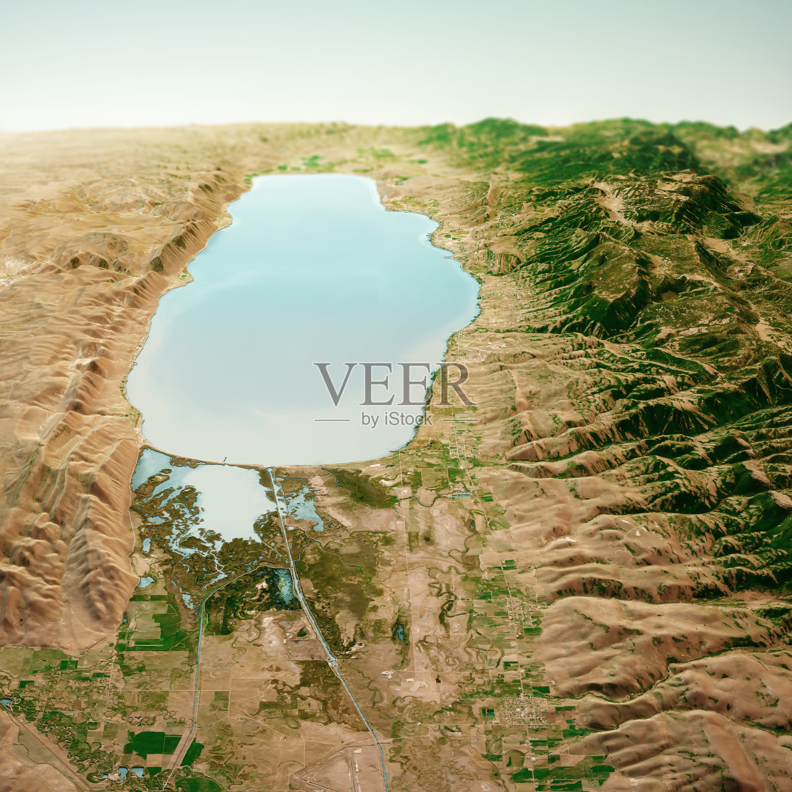 熊湖爱达荷犹他州3D渲染空中地平线视图从2019年8月北部照片摄影图片